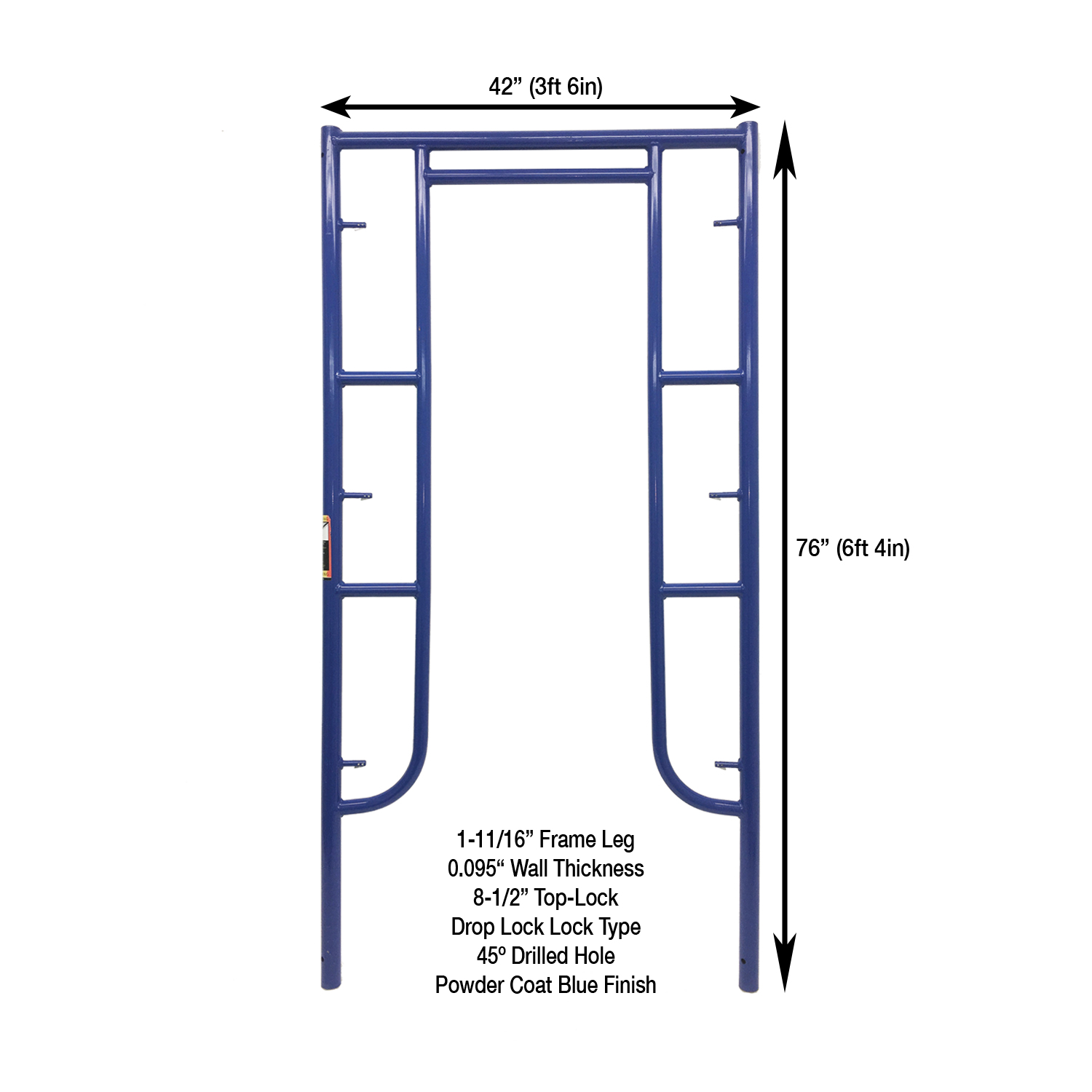 Measurement View LF423 42in X 6ft 4in S-Style Walk-Thru Scaffold Frame