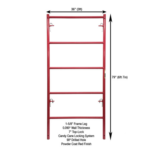 Measurement View 3ft X 6ft 7in W-Style Single Ladder Scaffold Frame