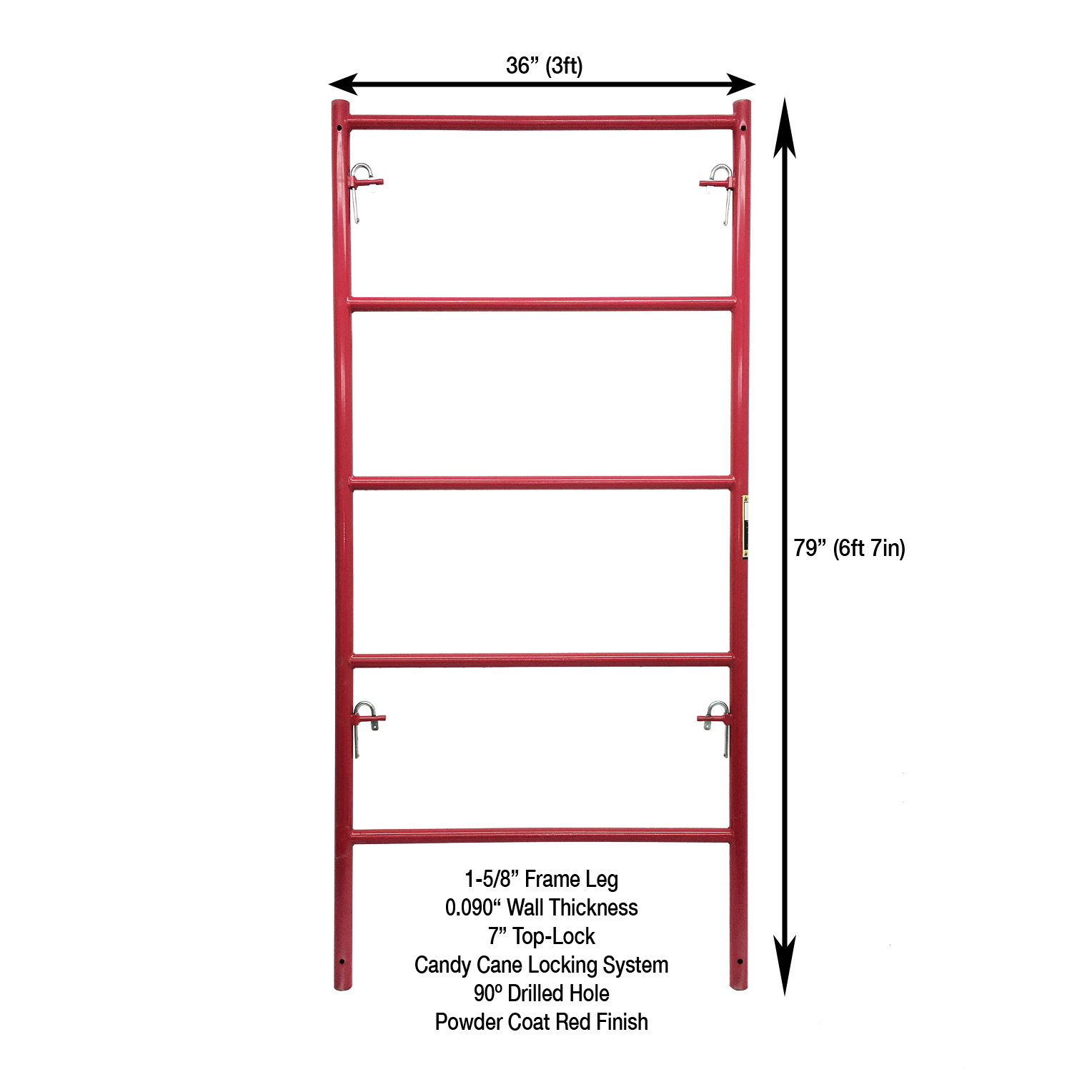 Measurement View 3ft X 6ft 7in W-Style Single Ladder Scaffold Frame