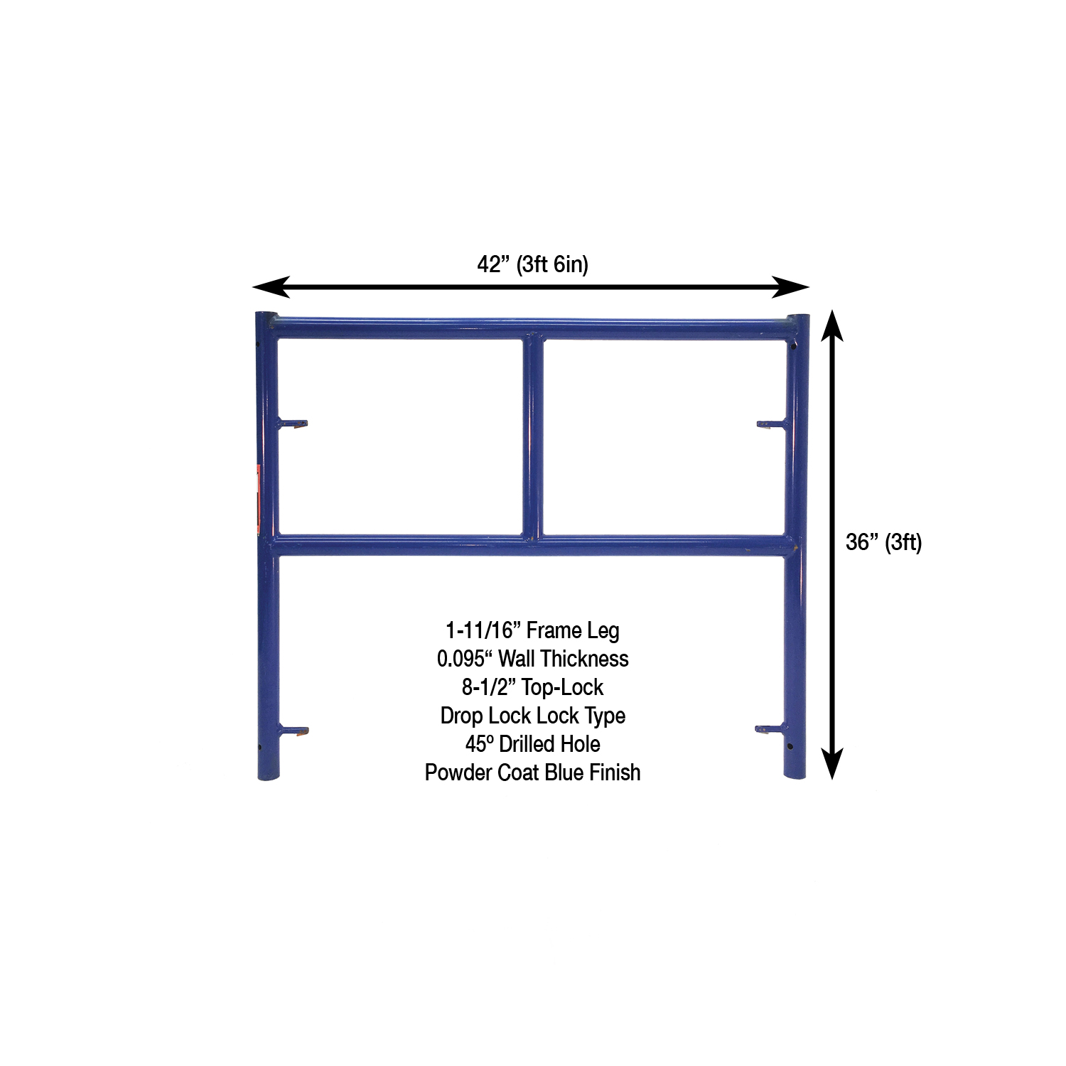 Measurement View LF423 42in X 3ft S-Style Single Ladder Scaffold Frame