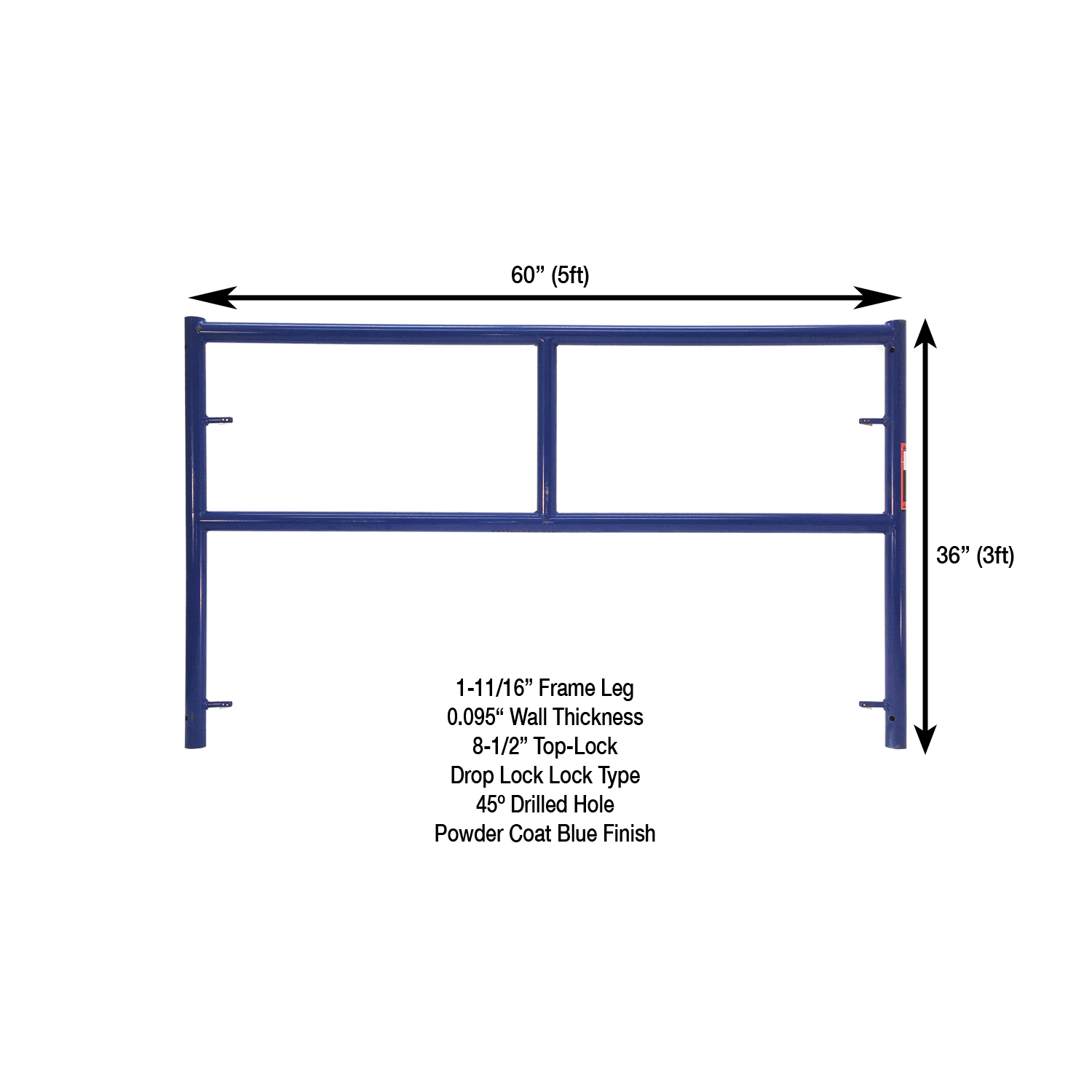 Measurement View LF53 5ft X 3ft S-Style Single Ladder Scaffold Frame