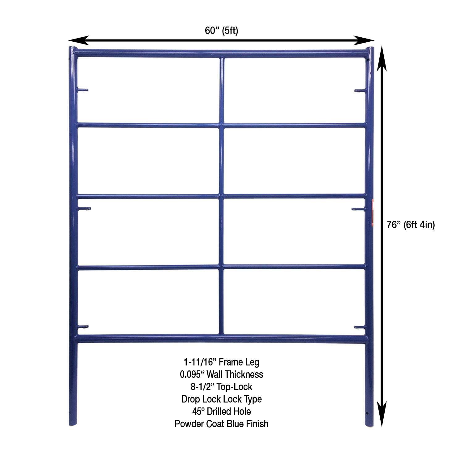 Measurement View 5ft X 6ft 4in S-Style Double Box/Triple Ladder Scaffold Frame