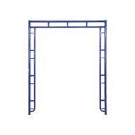 6'X7'6" S-Style blue powder coated sidewalk canopy scaffold frame walkthrough view