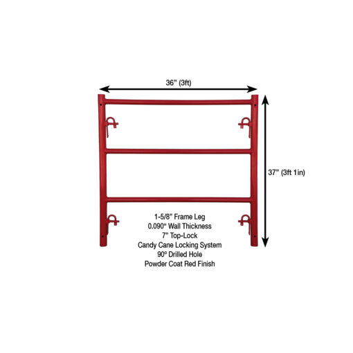 Measurement View 3ft X 3ft 1in W-Style Single Ladder Scaffold Frame