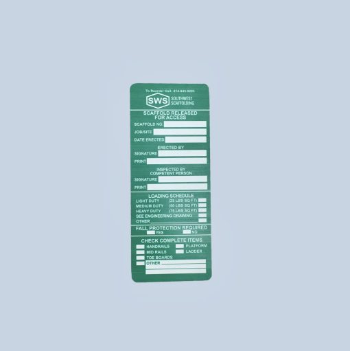 Green Tag for Scaffolding for Sale at USA Scaffolding