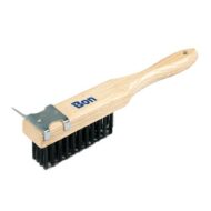 Bon Straight Handle Wire Brush with Scraper, for heavy-duty cleaning and material removal in construction.