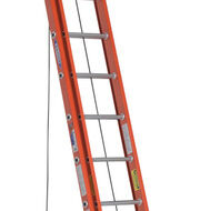 Werner D6228-2 28-foot fiberglass extension ladder, Type 1A, 300 lb duty rating, non-conductive for electrical work.