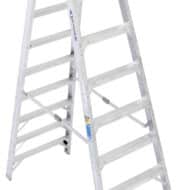 A 10-foot Werner aluminum twin stepladder, Type 1AA, designed for heavy-duty commercial and industrial scaffolding, providing superior safety and stability for elevated work.