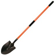 Professional 48-inch long fiberglass handle round point shovel with 14-gauge tempered steel blade