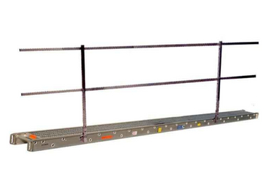 Titan aluminum side rail system with toeboard for scaffold stages