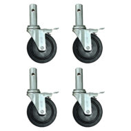 A 5-inch MPU caster set with 4 pieces, designed for square steel scaffolding, providing smooth mobility and secure locking for elevated work platforms.