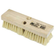 10-inch Tampico deck scrub brush for heavy-duty concrete and masonry cleaning, with white tampico fiber bristles.