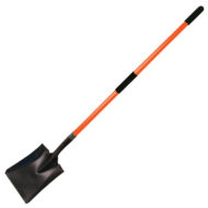 A 48-inch fiberglass handle square point shovel, designed for heavy-duty digging and material handling in construction and landscaping.