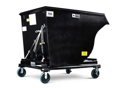 Heavy duty self-dump hopper with wheels and dump mechanism for easy mobility and waste disposal