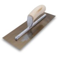 Marshalltown Golden Stainless Steel Finishing Trowel, 13 inch, for smooth concrete finishing.