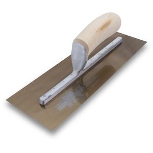 Marshalltown Golden Stainless Steel Finishing Trowel, 13 inch, for smooth concrete finishing.
