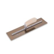 Marshalltown Golden Stainless Steel Finishing Trowel, 14 inch x 5 inch, for smooth concrete finishing.