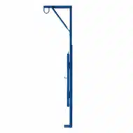Blue Pulley Post with Triangle Arm for scaffolding, designed for efficient material hoisting and secure attachment on construction sites.