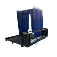 Heavy-duty steel scaffolding rack pallet designed to hold 25 frames for efficient storage and transport