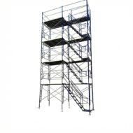 26 Foot Scaffold Stair Tower with Landing Platform and Steel Planks