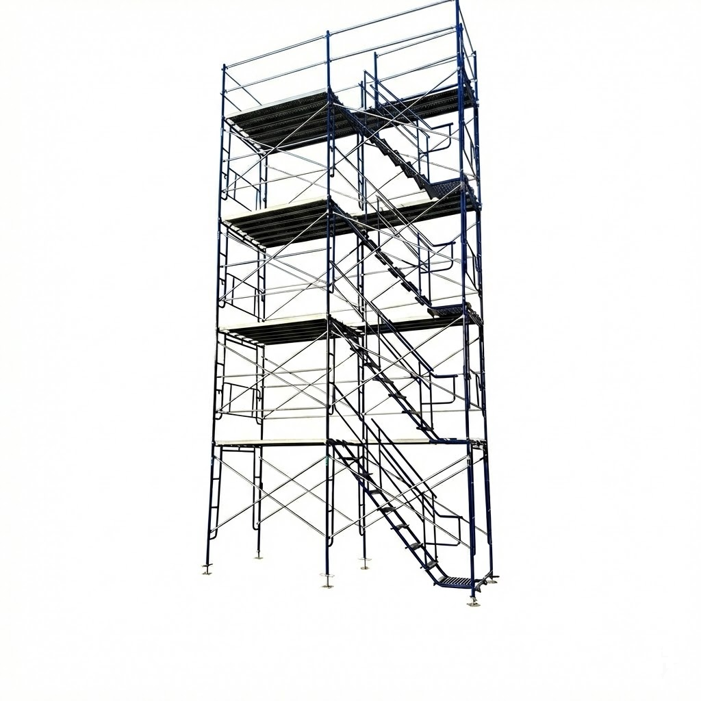 26 Foot Scaffold Stair Tower with Landing Platform and Steel Planks