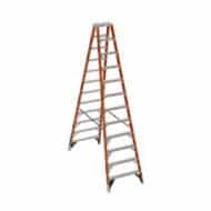 A 12-foot Werner fiberglass twin stepladder, Type 1A, designed for reliable commercial and industrial scaffolding applications, providing secure and stable elevated work.