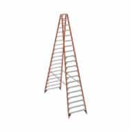A 20-foot Werner fiberglass twin stepladder, Type 1A, designed for heavy-duty commercial and industrial scaffolding applications, providing safety and stability for elevated work.
