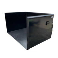 front view of 5 cubic yard steel trash hopper for forklift
