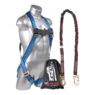 Kapture Essential 3-Point Full Body Harness with lanyard, OSHA compliant for fall protection in scaffolding