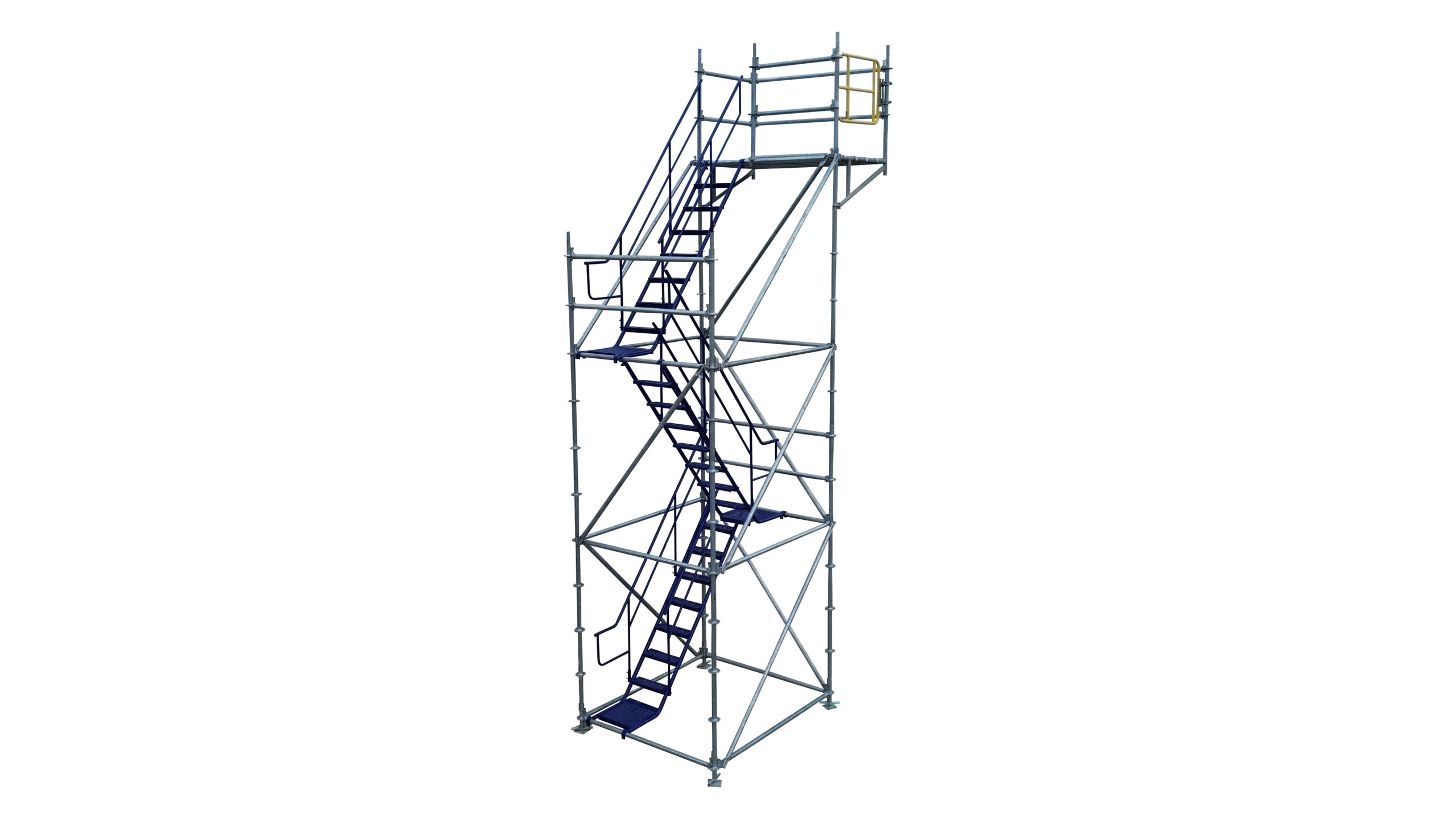 21-foot Ring Lock Scaffolding Stair Tower with Inside Stair Unit, designed for safe and efficient vertical access on construction sites.