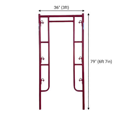 3' x 6'7" W-Style Walk-Thru Scaffold Frame Dimensions