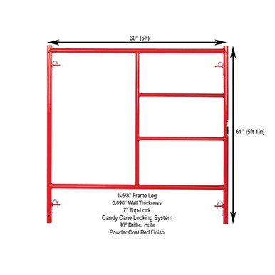 5' x 5'1" W-Style Double Ladder Scaffold Frame