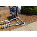 Werner walk-thru gate installed on extension ladder